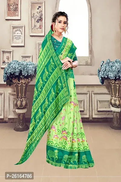 Stylish Cotton Blend Multicoloured Saree with Blouse piece For Women-thumb4