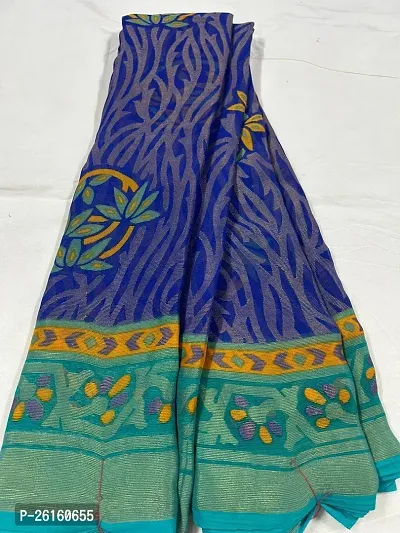 Stylish Chiffon Multicoloured Self Pattern Saree with Blouse piece For Women-thumb0