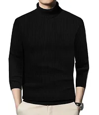 Stylish Wool Blend Solid High Neck Sweatshirt-thumb1