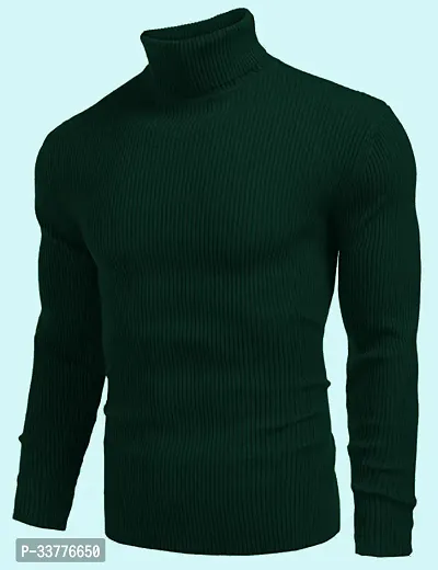 Stylish Wool Blend Solid High Neck Sweatshirt