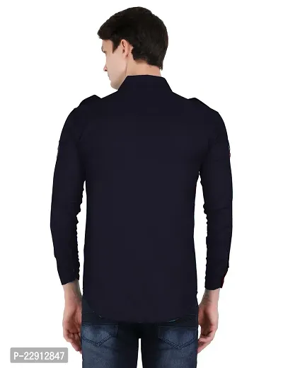 Strikey Navy Double Pocket Patch Shirt-thumb2