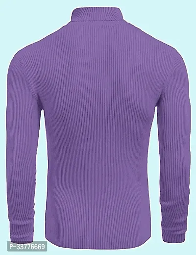 Stylish Wool Blend Solid High Neck Sweatshirt-thumb3