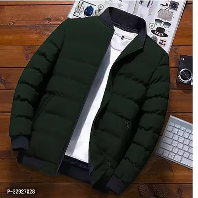 Stylish Ban Collar Fluffy Jacket For Men-thumb0