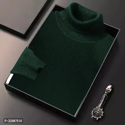 Stylish Wool Blend Solid High Neck Sweatshirt-thumb0