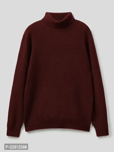 Classic Wool Blend Solid High Neck Sweaters