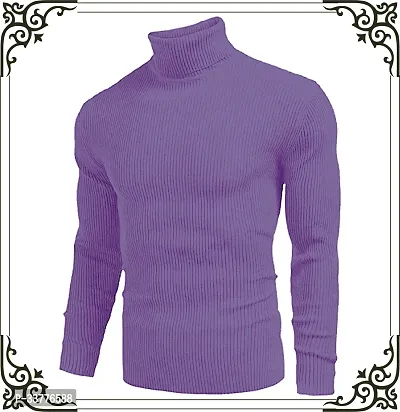 Stylish Wool Blend Solid High Neck Sweatshirt-thumb0