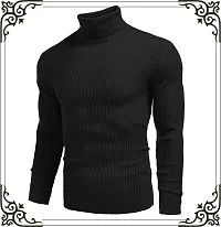 Stylish Wool Blend Solid High Neck Sweatshirt-thumb1