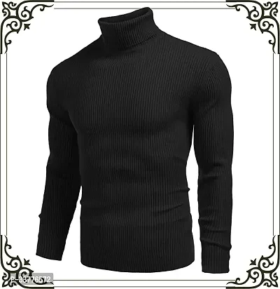 Stylish Wool Blend Solid High Neck Sweatshirt-thumb3