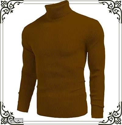 Stylish Wool Blend Solid High Neck Sweatshirt-thumb0