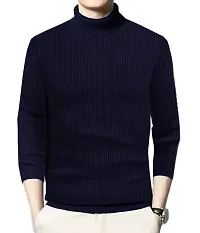 Stylish Wool Blend Solid High Neck Sweatshirt-thumb1