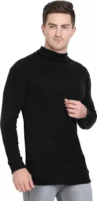 Classic Wool Blend Solid High Neck Sweaters-thumb1