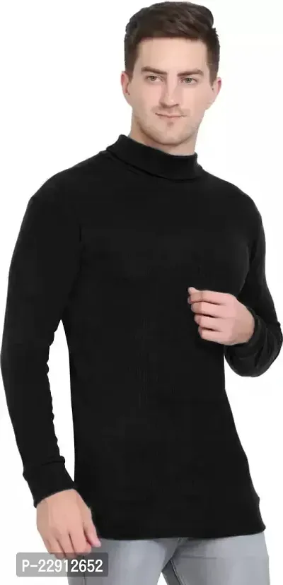 Classic Wool Blend Solid High Neck Sweaters-thumb2