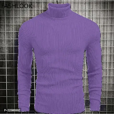 Stylish Wool Blend Solid High Neck Sweatshirt-thumb0