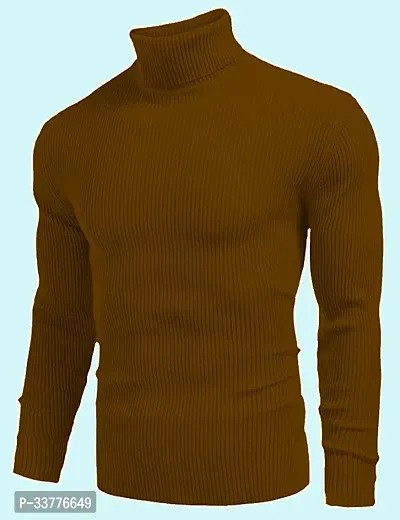 Stylish Wool Blend Solid High Neck Sweatshirt-thumb0