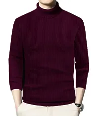 Stylish Wool Blend Solid High Neck Sweatshirt-thumb1