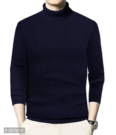 Stylish Wool Blend Solid High Neck Sweatshirt-thumb2