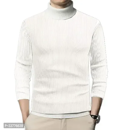 Stylish Wool Blend Solid High Neck Sweatshirt-thumb2