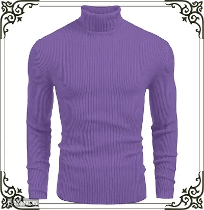 Stylish Wool Blend Solid High Neck Sweatshirt-thumb0