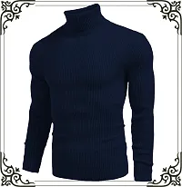 Stylish Wool Blend Solid High Neck Sweatshirt-thumb1