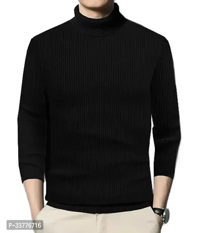 Stylish Wool Blend Solid High Neck Sweatshirt-thumb2