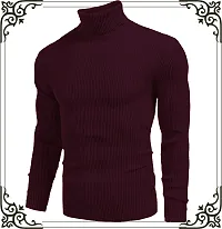 Stylish Wool Blend Solid High Neck Sweatshirt-thumb1