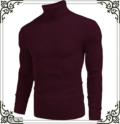 Stylish Wool Blend Solid High Neck Sweatshirt-thumb2