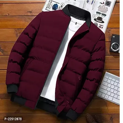 Classic Polyester Solid Jacket for Men-thumb0