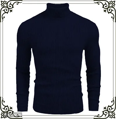 Stylish Wool Blend Solid High Neck Sweatshirt-thumb0