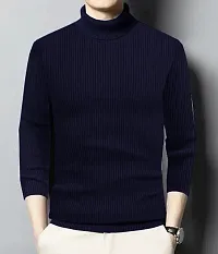 Stylish Wool Blend Solid High Neck Sweatshirt-thumb1