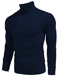 Stylish Wool Blend Solid High Neck Sweatshirt-thumb2