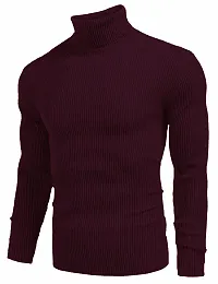 Stylish Wool Blend Solid High Neck Sweatshirt-thumb1