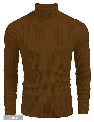 Stylish Wool Blend Solid High Neck Sweatshirt-thumb2