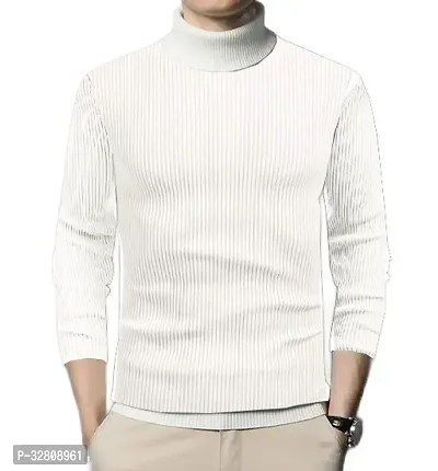 Stylish Wool Blend Solid High Neck Sweatshirt-thumb0