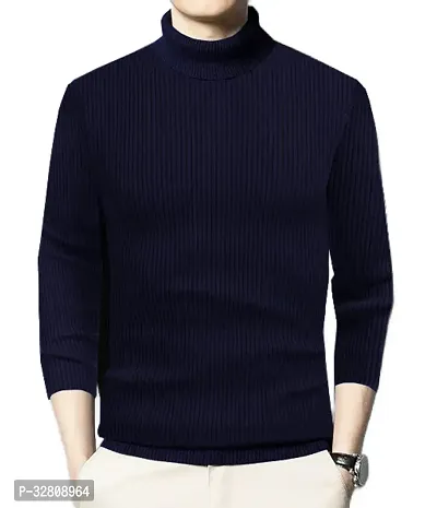 Stylish Wool Blend Solid High Neck Sweatshirt-thumb0