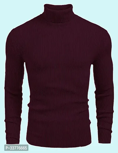 Stylish Wool Blend Solid High Neck Sweatshirt-thumb0