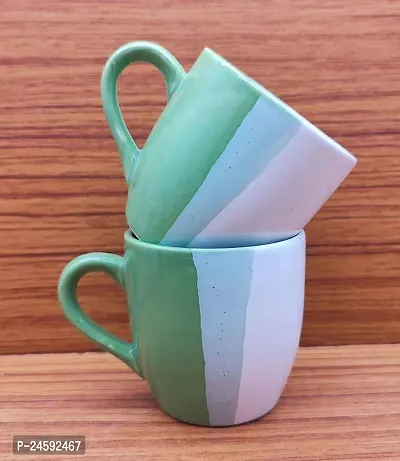 Stylish Multicoloured Ceramic Tea, Coffee Mug Set Of 2-thumb0