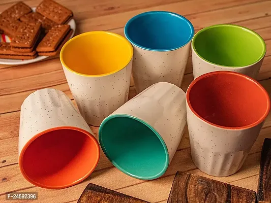 Stylish Multicoloured Ceramic Tea, Coffee Mug Set Of 6-thumb0