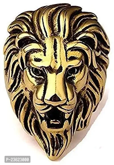 INDVIK Latest King Ring for Men  Women : Indian Size 16-19 Antique Style Lion Head King Fashion Biker Ring for Men