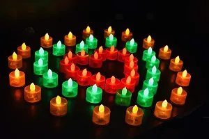 24 Pieces Multicolor LED Candle Diya Lights for Diwali Home Decor Diwali Pooja Diwali Mandir Creative DIY Decoration #made in India | LED Tealight Candles Battery Operated Candle for Mandir Pooja-thumb3