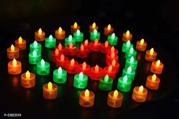 24 Pieces Multicolor LED Candle Diya Lights for Diwali Home Decor Diwali Pooja Diwali Mandir Creative DIY Decoration #made in India | LED Tealight Candles Battery Operated Candle for Mandir Pooja-thumb4