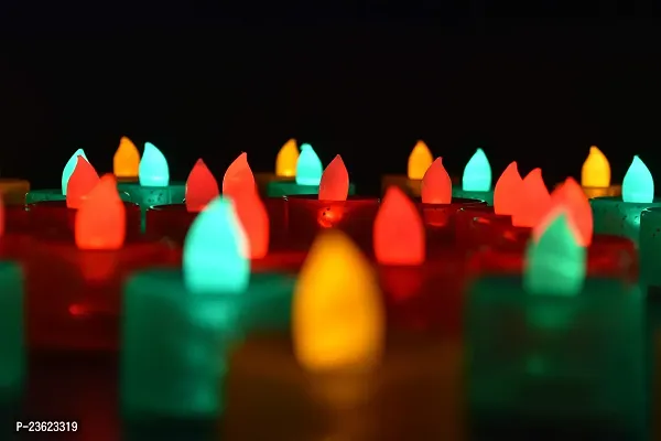 24 Pieces Multicolor LED Candle Diya Lights for Diwali Home Decor Diwali Pooja Diwali Mandir Creative DIY Decoration #made in India | LED Tealight Candles Battery Operated Candle for Mandir Pooja-thumb3