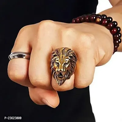 INDVIK Latest King Ring for Men  Women : Indian Size 16-19 Antique Style Lion Head King Fashion Biker Ring for Men-thumb4