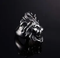 INDVIK Latest King Ring for Men  Women : Indian Size 16-19 Antique Style Lion Head King Fashion Biker Ring for Men-thumb3