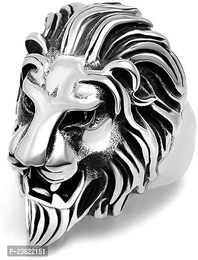 INDVIK Latest King Ring for Men  Women : Indian Size 16-19 Antique Style Lion Head King Fashion Biker Ring for Men-thumb0