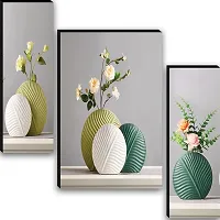 Set of 3 Flower UV Textured MDF Wall Painting 12 Inch x 18 Inch-thumb3