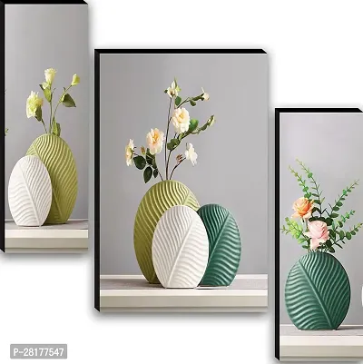 Set of 3 Flower UV Textured MDF Wall Painting 12 Inch x 18 Inch-thumb4