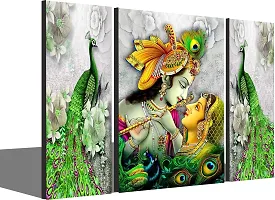 Set of 3 Radha Krishna Religious Modern Art Painting-thumb1