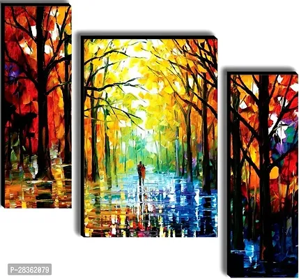 Set of 3 Love Couple in Rainy Weather Wall Art Painting-thumb0