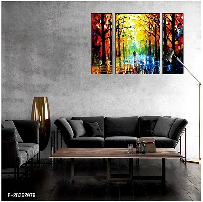 Set of 3 Love Couple in Rainy Weather Wall Art Painting-thumb4