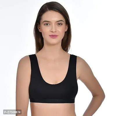 Stylish Black Cotton Blend Casual Non Padded Women Bra-thumb0